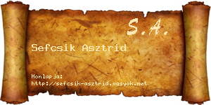 Sefcsik Asztrid névjegykártya